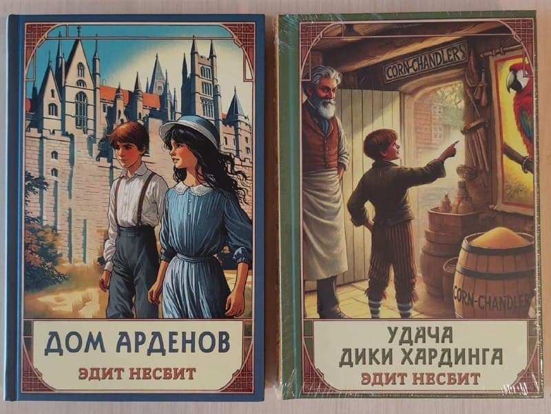 Две книги Эдит Несвит: "Дом Арденов" и "Удача Дики Хардинга" с иллюстрированными обложками.