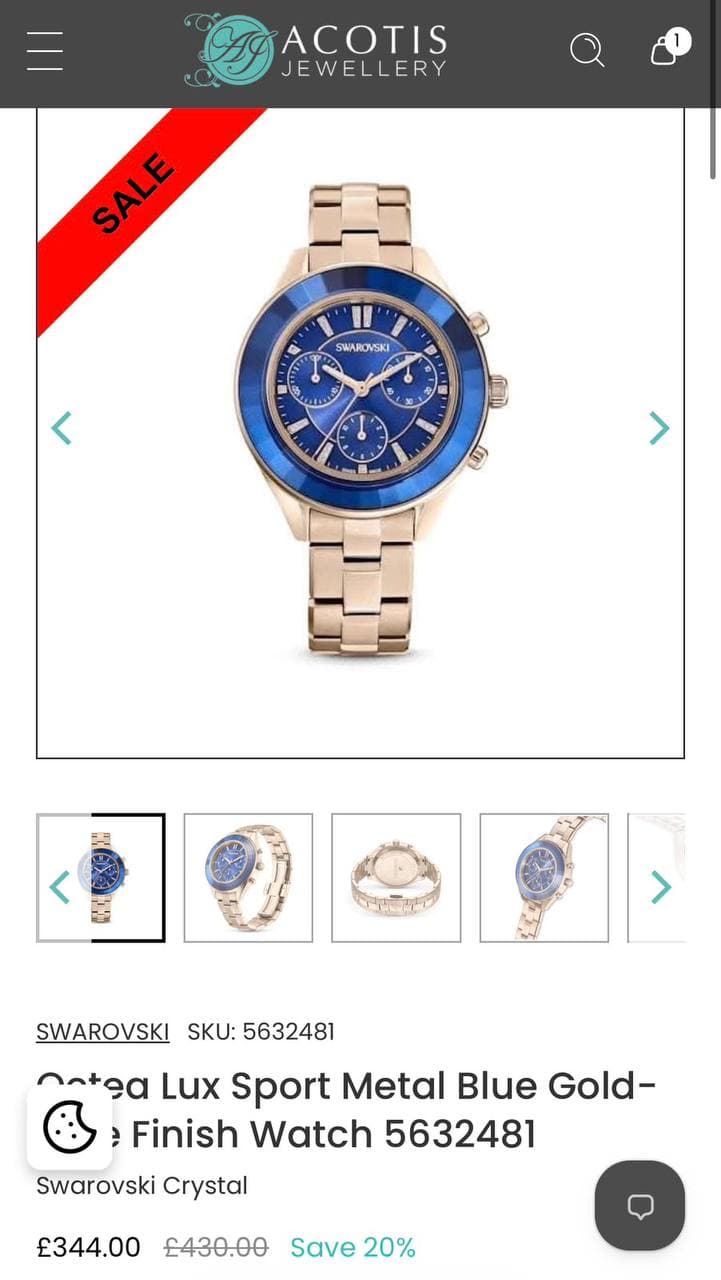 Swarovski Octea Blue 💙 Элегантные часы с фирменным дизайном Swarovski — глубокий синий цвет, эффектн, фото 3