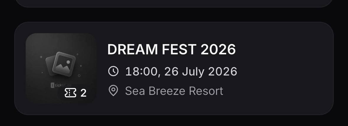 Информация о двух билетах на Dream Fest 2026, 26 июля, 18:00, Sea Breeze Resort.