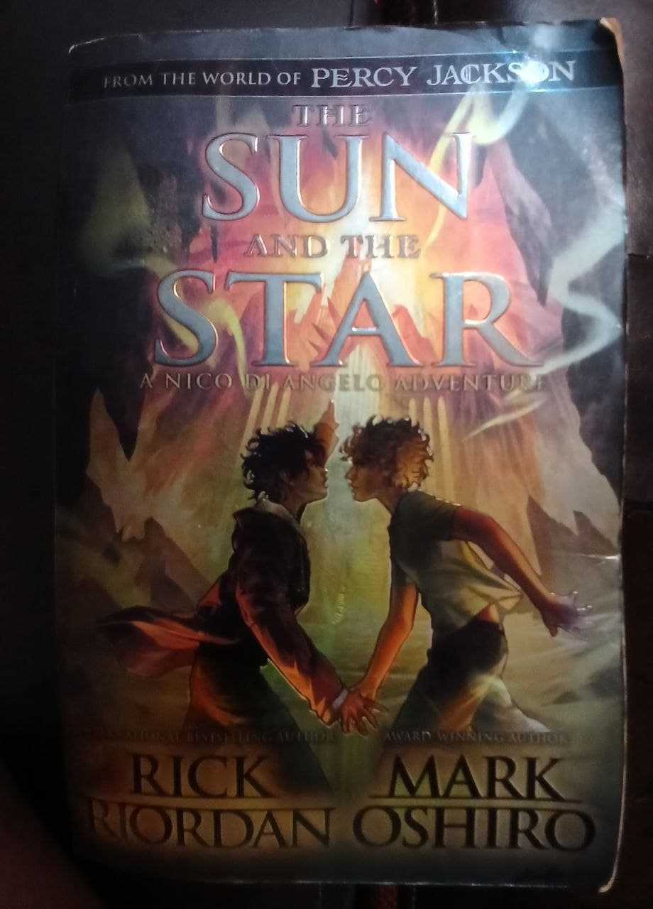 Обложка книги "The Sun and the Star" с изображением двух персонажей на фоне огня.
